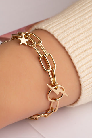 Pulsera de dos hileras con estrella y rayo