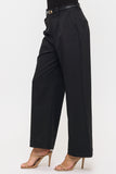 Pantalón Wide Leg de Sarga Elástica para Dama - Estilo Moderno y Confortable (Color Negro)