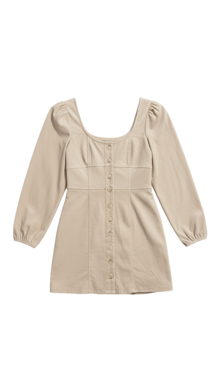 Blusa Beige de Manga Larga con Mangas Abullonadas - Estilo Boutique