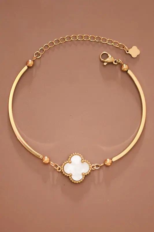 Pulsera Cadena Acero Inoxidable 18K Oro – Trébol, 7" + Extensor 2" by Yanet Collective