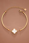 Pulsera Cadena Acero Inoxidable 18K Oro – Trébol, 7" + Extensor 2"