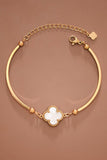 Pulsera Cadena Acero Inoxidable 18K Oro – Trébol, 7" + Extensor 2"
