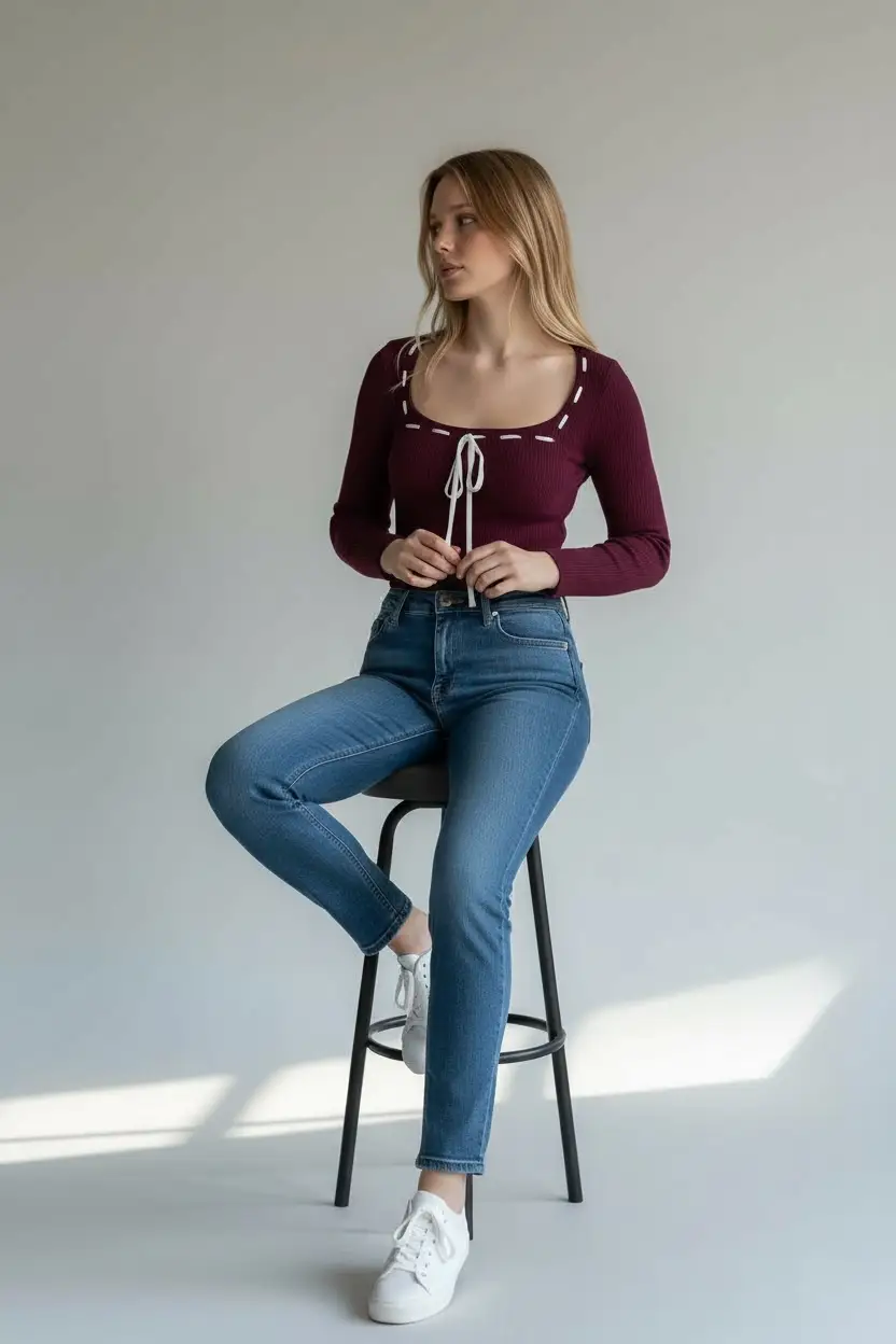 Suéter burgundy body con moño by Yanet Collective