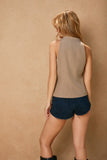 Chaleco Top Rayas Finas de Cuello en V - Keep It Simple, sin Bolsillos Funcionales, Forrado, Poliester/Spandex
