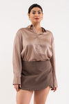 Blusa manga larga color cafe