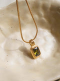 18k Non-tarnish Black Square Stone Pendant