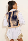 Chaleco Tejido a rayas begro con beige