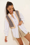Chaleco Tejido a rayas begro con beige