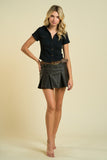 Blusa denim negra tipo crop top con botones para mujer