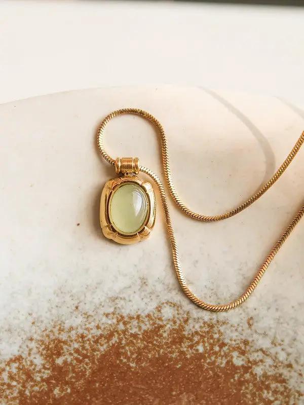 Collar De Piedra Natural En Oro 18K Y Acero Inoxidable Ágata Negra Ojo De Gato Y Aventurina Verde Exclusivo by Yanet Collective