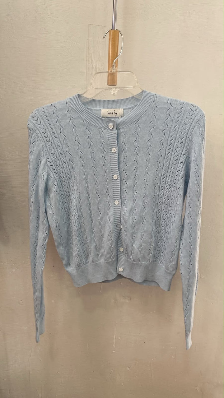 Cárdigan de Punto Azul Cielo con Botones - Estilo Boutique