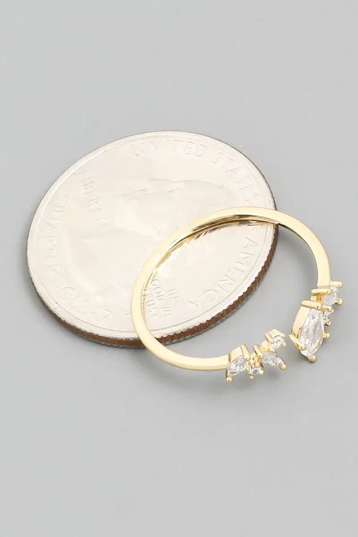 Anillo Abierto de Pedrería Ovalada y Marquesa by Fame Accessories