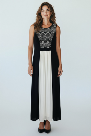 Vestido negro con blanco largo