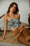 Top Bandeau Corto con Estampado de Cebra