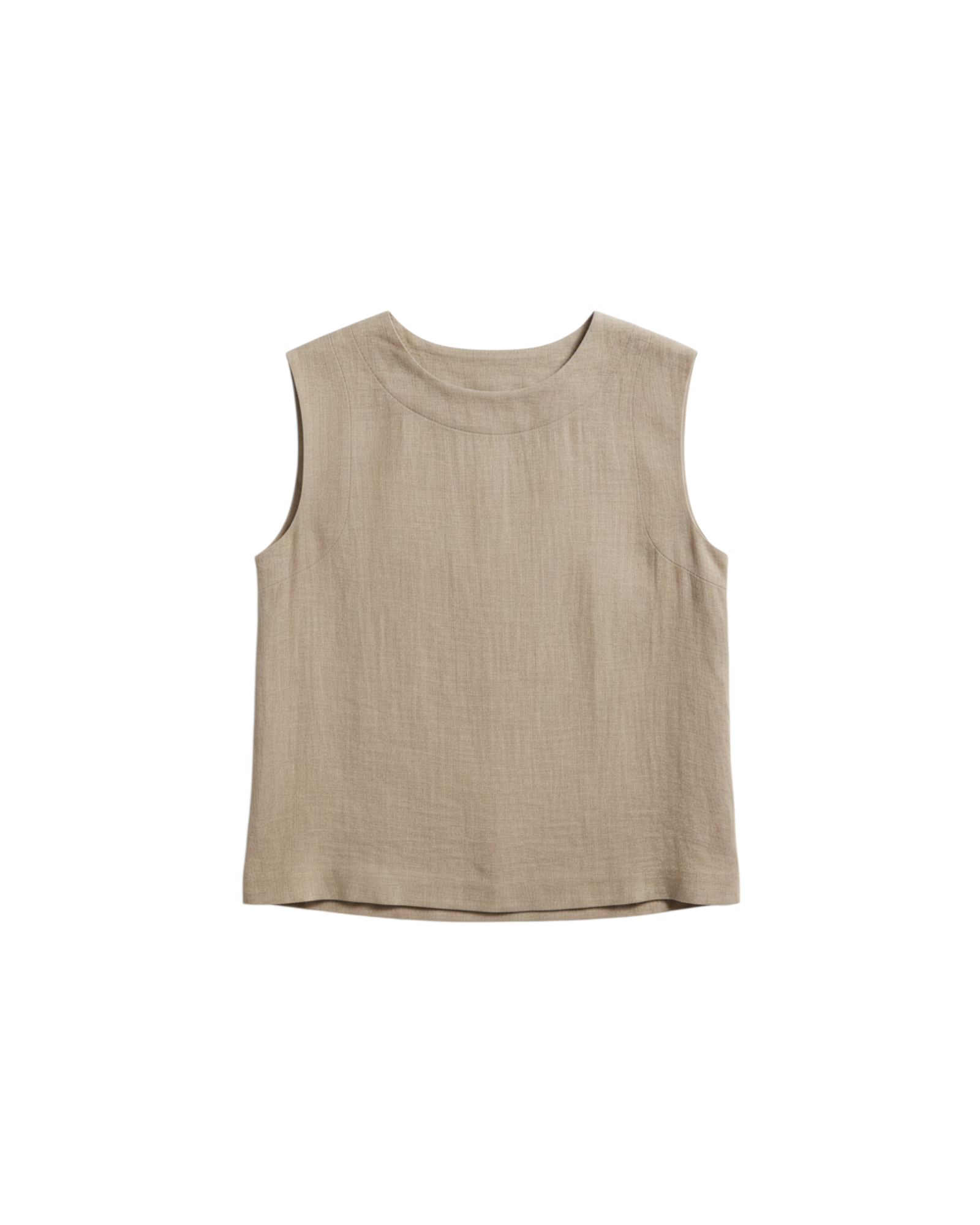 Top sin mangas Yanet Collective en color beige con textura, cuello redondo y corte relajado para verano.