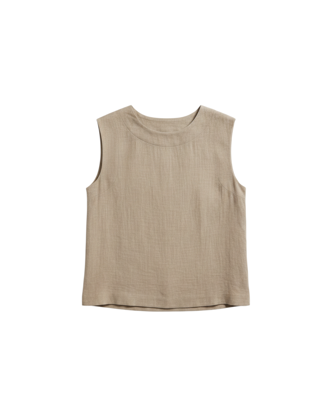 Top sin mangas Yanet Collective en color beige con textura, cuello redondo y corte relajado para verano.