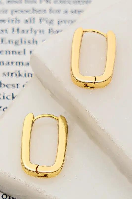 Pendientes Huggie de Bronce en Forma de U con Mecanismo de Bisagra by Yanet Collection