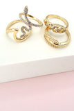 Juego de 4 anillos con diamantes de imitación de serpiente