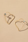 Aretes en Forma de Corazón de Alambre Fino con Brillantes Incrustaciones de Cristal