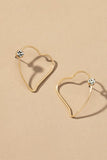 Aretes en Forma de Corazón de Alambre Fino con Brillantes Incrustaciones de Cristal
