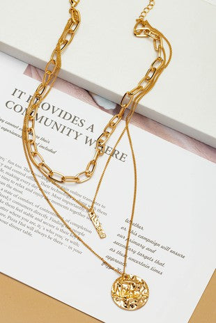 Conjunto de collar de oro en capas, atrevido y elegante
