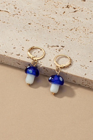 Pendientes de aro colgantes Mini con forma de hongo de vidrio