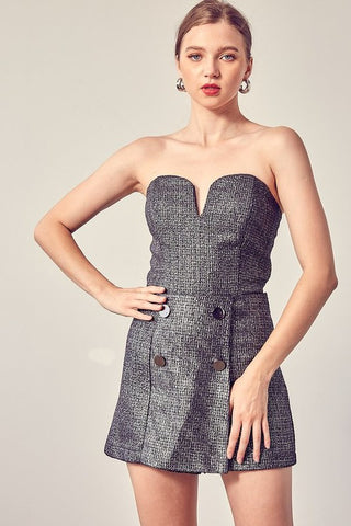 Top Tejido Texturizado Gris Metalico