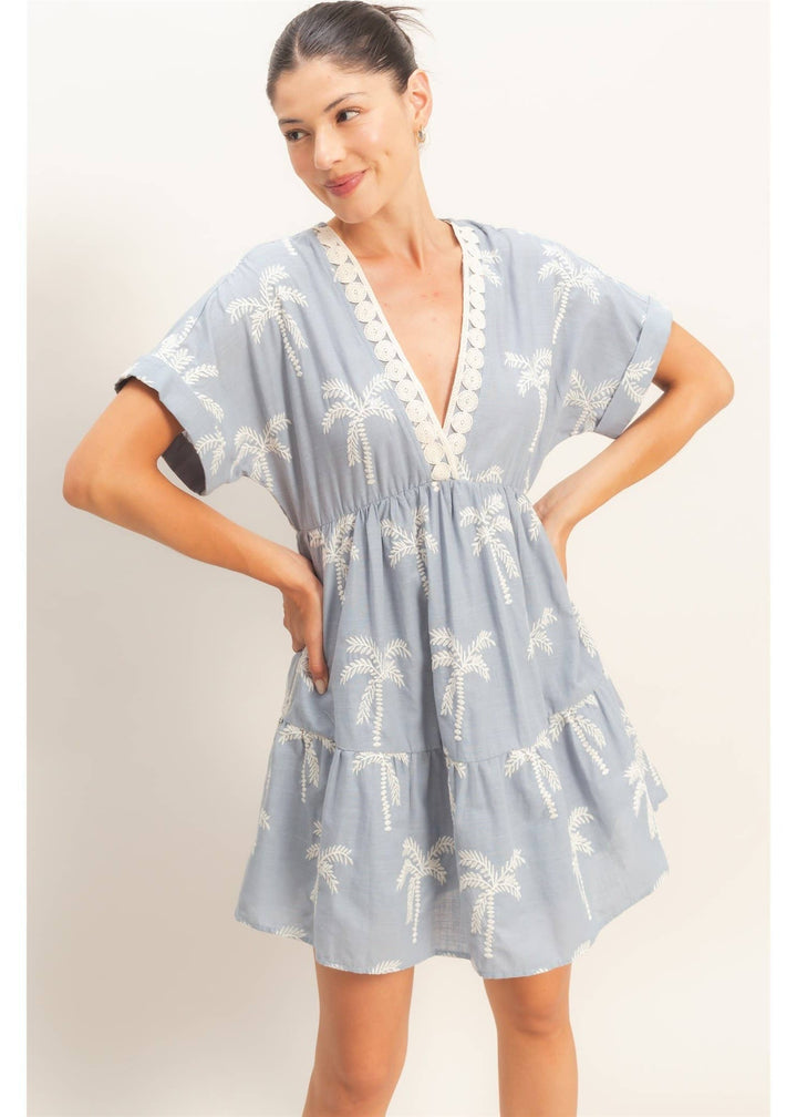 Vestido Coverup con Escote en V y Volantes - Estilo Boutique