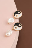 Pendientes colgantes de perla Ying Yang