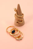 Juego de 5 anillos con diamantes de imitación de serpiente