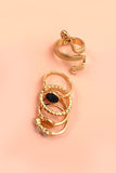 Juego de 5 anillos con diamantes de imitación de serpiente