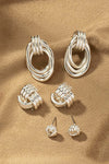 Pendientes de nudo y aro metálicos Premium Trio