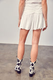 Falda - Short con Volantes y Cordón Ajustable Blanca - Elegante y Cómoda