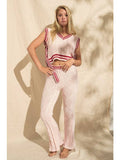 Pantalón de punto acampanado rosa