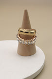 Anillo dúo clásico con diamantes de imitación Navette