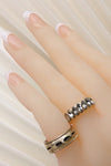 Anillo dúo clásico con diamantes de imitación Navette