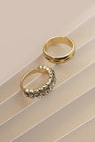Anillo dúo clásico con diamantes de imitación Navette