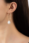 PENDIENTES DE ARO OVALADOS MARTILLADOS CON GOTAS DE PERLAS