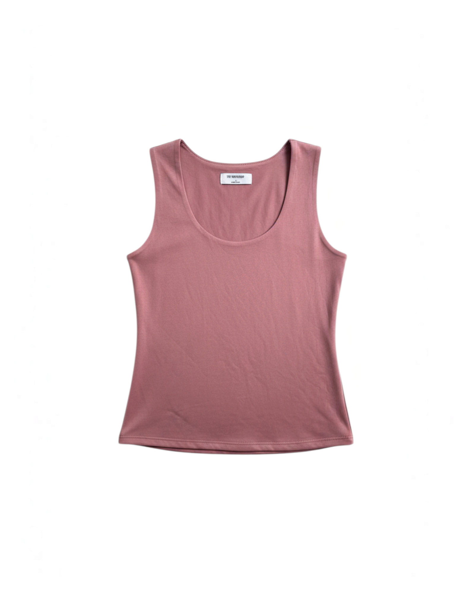 Top sin mangas Yanet Collective en color rosa empolvado con escote redondo y tejido elástico suave