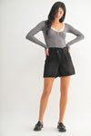 Shorts Negros de Mezclilla Mujer | Tiro Alto Criss Cross 100% Algodón