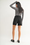 Shorts Negros de Mezclilla Mujer | Tiro Alto Criss Cross 100% Algodón