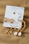 PENDIENTES TRIO ARO CON DIJES Y PERLAS