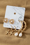 PENDIENTES TRIO ARO CON DIJES Y PERLAS
