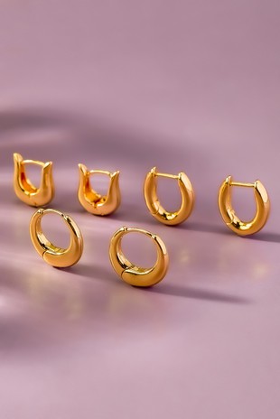 Pendientes de aro Huggie de acero inoxidable Trio