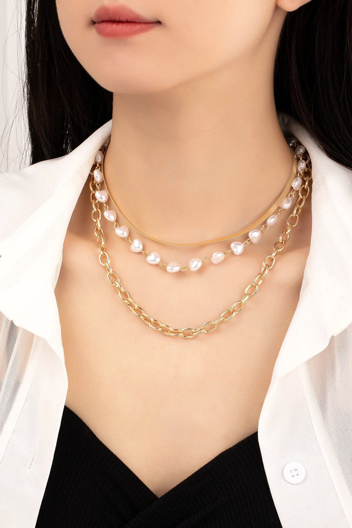 Trío de collares con perlas y cadenas mixtas by Yanet Collective