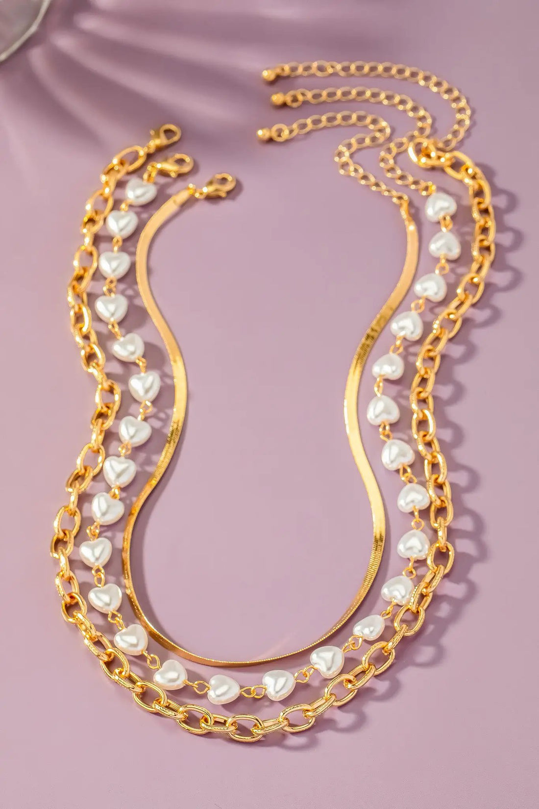 Trío de collares con perlas y cadenas mixtas by Yanet Collective