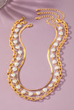 Trío de collares con perlas y cadenas mixtas