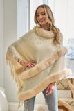 Poncho Elegante de Piel Sintética con Perlas para Mujer en México