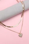 Collar de espiga con corazón de diamantes de imitación de doble capa