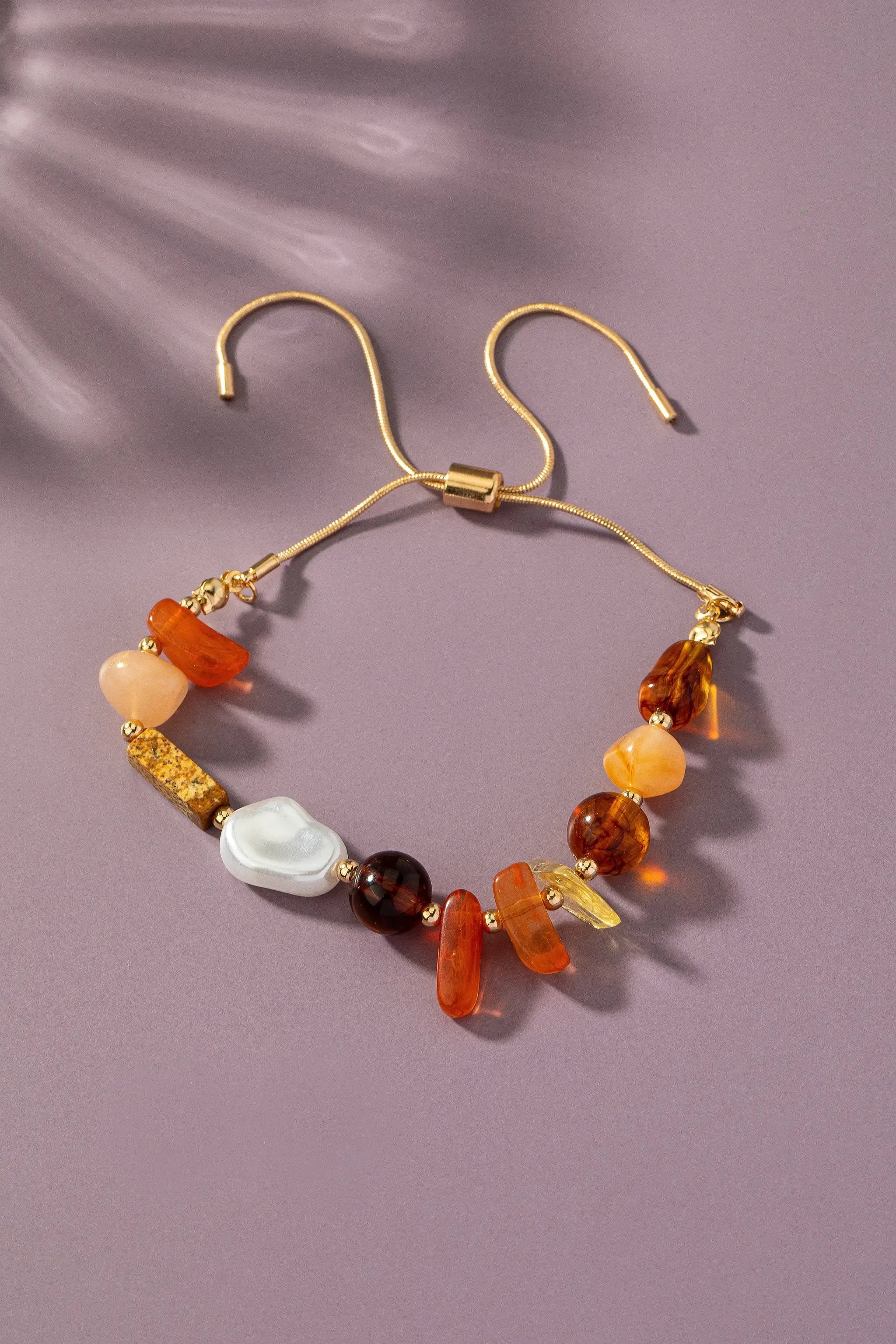 Pulsera de cadena de serpiente ajustable de ágata mixta by Yanet Collective